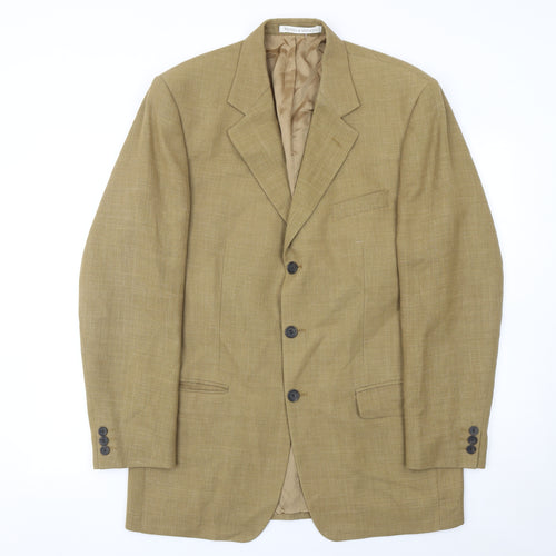 Marks and Spencer Men's Brown 40L Wool Blend Long Blazer Jacket