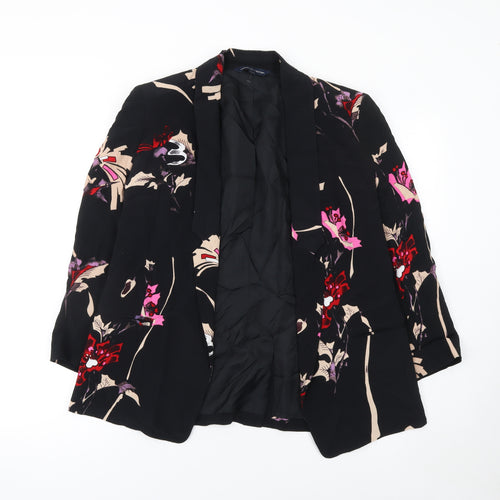 French Connection Women Black Floral Long Sleeve Blazer Size 8