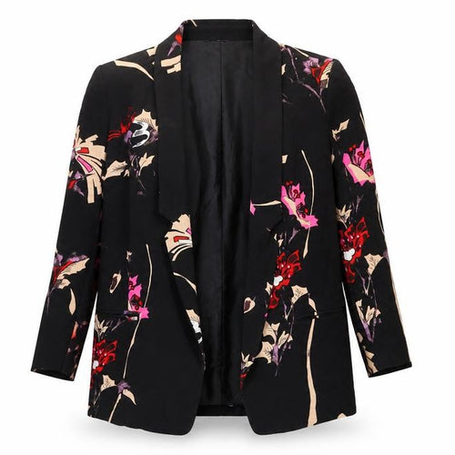 French Connection Women Black Floral Long Sleeve Blazer Size 8