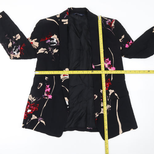 French Connection Women Black Floral Long Sleeve Blazer Size 8