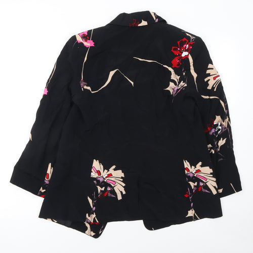 French Connection Women Black Floral Long Sleeve Blazer Size 8