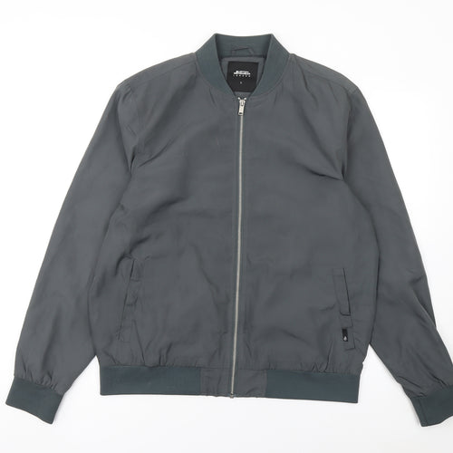 Burton Menswear London Men’s Grey L Bomber Jacket Full Zip Casual