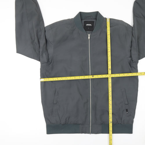 Burton Menswear London Men’s Grey L Bomber Jacket Full Zip Casual