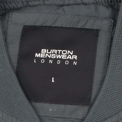 Burton Menswear London Men’s Grey L Bomber Jacket Full Zip Casual