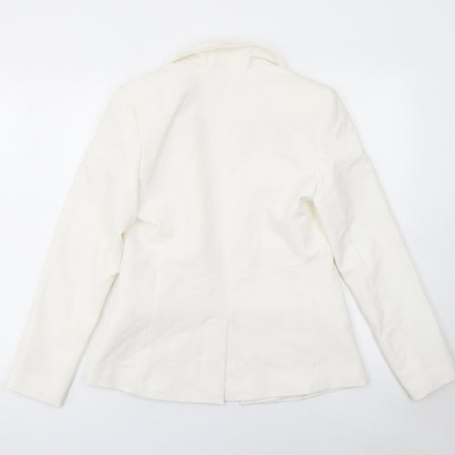 New Look Women White Size 6 Double-Breasted Blazer Jacket