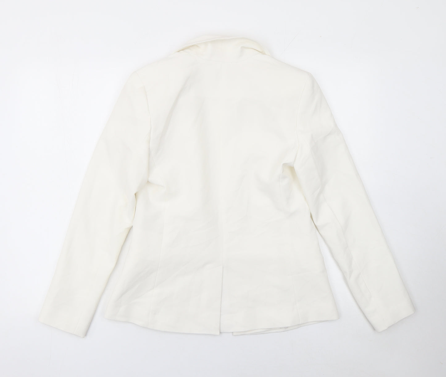 New Look Women White Size 6 Double-Breasted Blazer Jacket