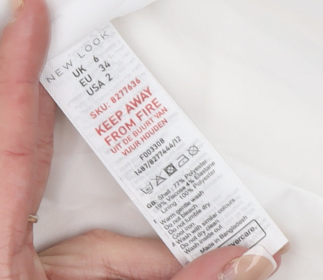 New Look Women White Size 6 Double-Breasted Blazer Jacket