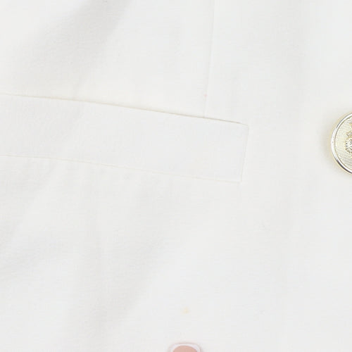 New Look Women White Size 6 Double-Breasted Blazer Jacket