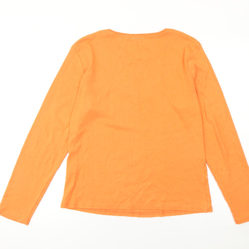 Rocha John Rocha Women's Orange Rhinestone Long Sleeve T-Shirt Size 16