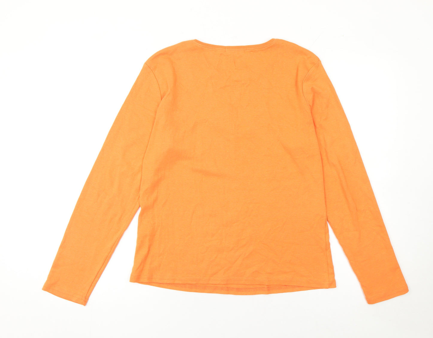 Rocha John Rocha Women's Orange Rhinestone Long Sleeve T-Shirt Size 16