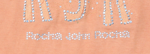 Rocha John Rocha Women's Orange Rhinestone Long Sleeve T-Shirt Size 16