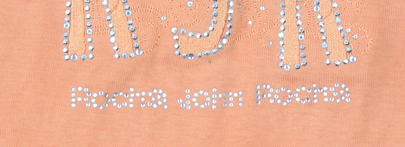 Rocha John Rocha Women's Orange Rhinestone Long Sleeve T-Shirt Size 16