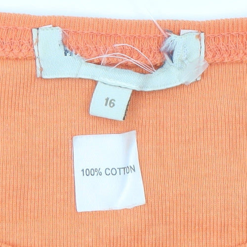 Rocha John Rocha Women's Orange Rhinestone Long Sleeve T-Shirt Size 16