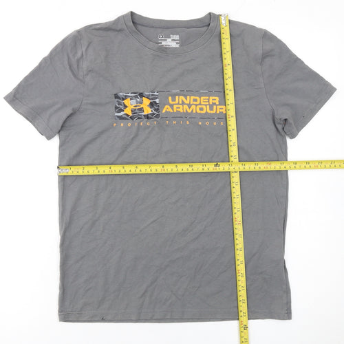 Under Armour Boys Grey Short Sleeve T-Shirt Size 12 Years Sports Logo Top