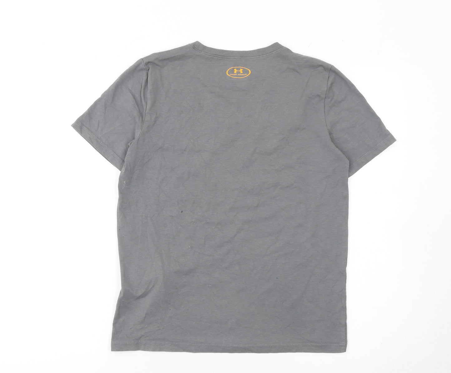 Under Armour Boys Grey Short Sleeve T-Shirt Size 12 Years Sports Logo Top
