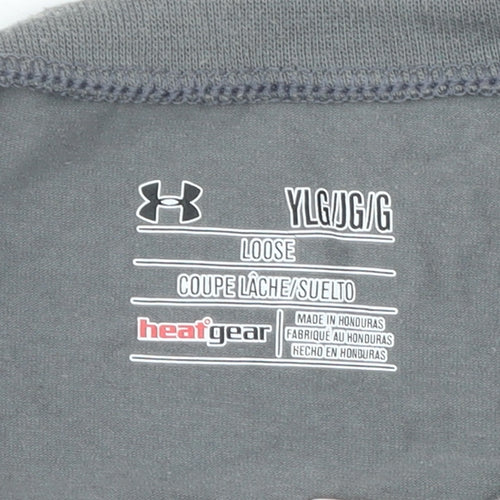 Under Armour Boys Grey Short Sleeve T-Shirt Size 12 Years Sports Logo Top