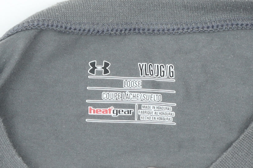 Under Armour Boys Grey Short Sleeve T-Shirt Size 12 Years Sports Logo Top