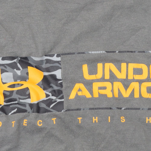 Under Armour Boys Grey Short Sleeve T-Shirt Size 12 Years Sports Logo Top
