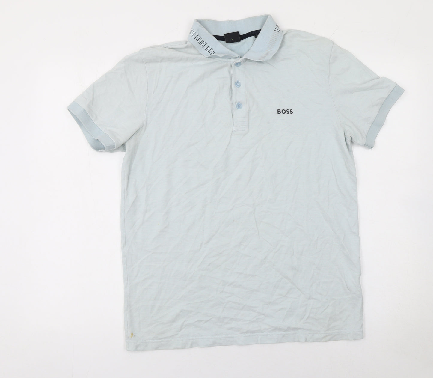 BOSS Men's Blue Pima Cotton Polo Shirt Size L Short Sleeve