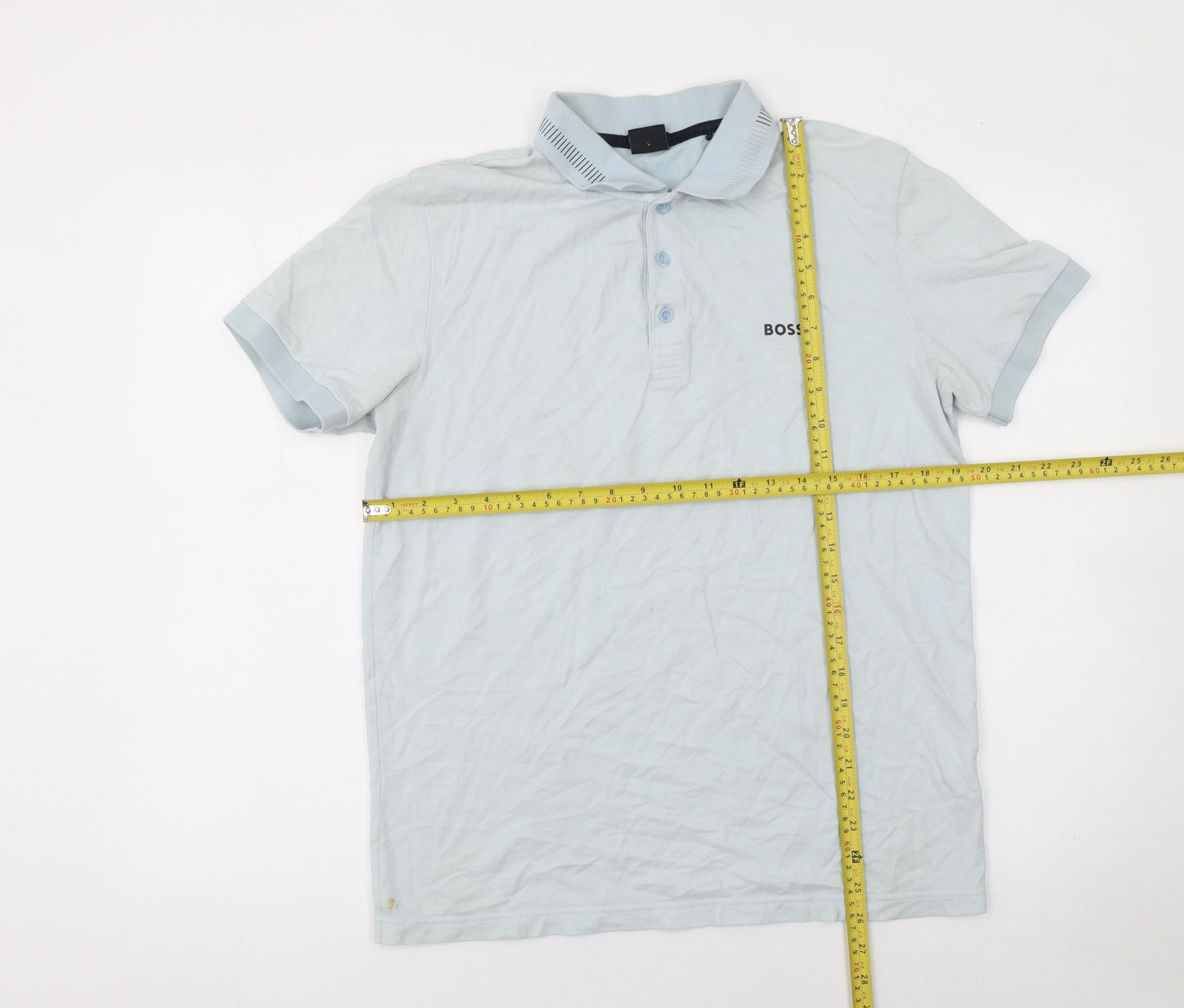 BOSS Men's Blue Pima Cotton Polo Shirt Size L Short Sleeve