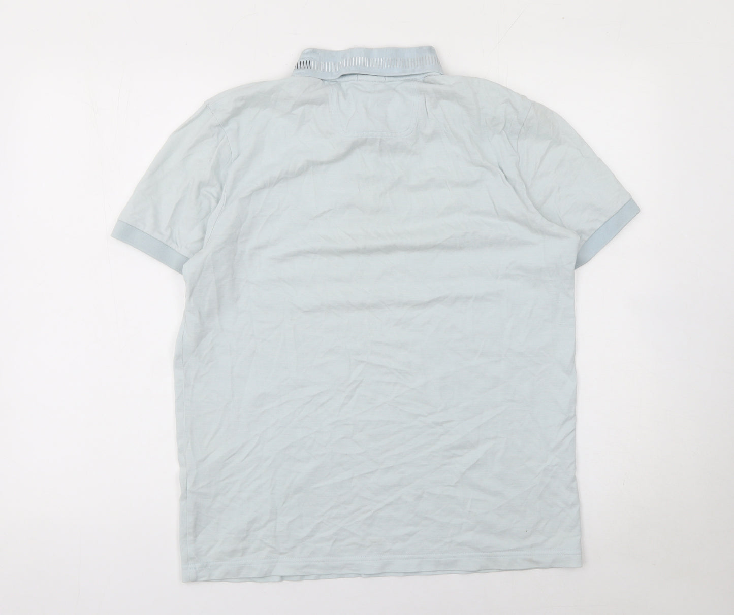 BOSS Men's Blue Pima Cotton Polo Shirt Size L Short Sleeve