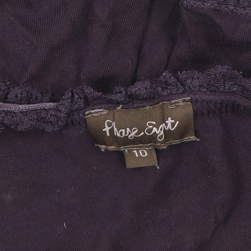 Phase Eight Women's Purple Ruffle Long Sleeve Jersey Blouse Size 10