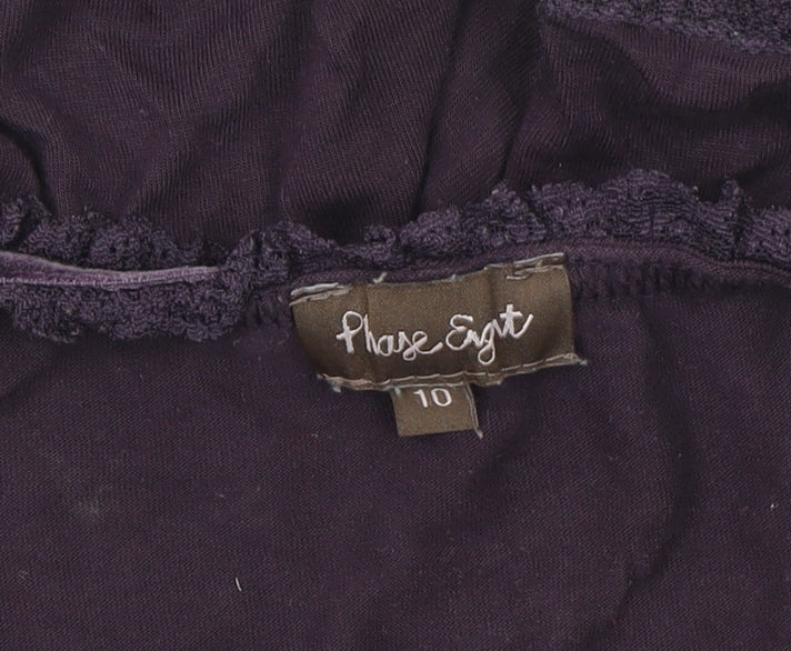 Phase Eight Women's Purple Ruffle Long Sleeve Jersey Blouse Size 10