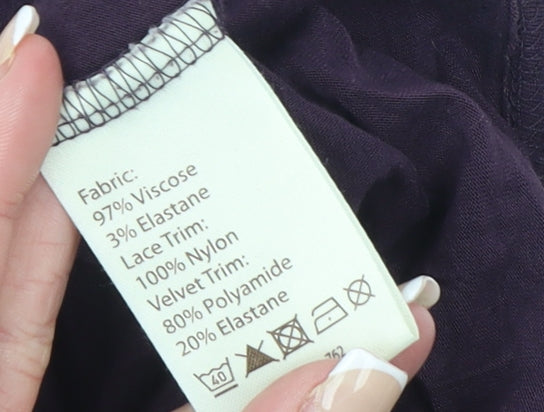 Phase Eight Women's Purple Ruffle Long Sleeve Jersey Blouse Size 10