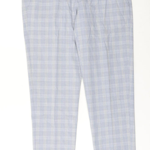 Spin Men's Grey Check Slim Fit Chino Trousers Size 38S