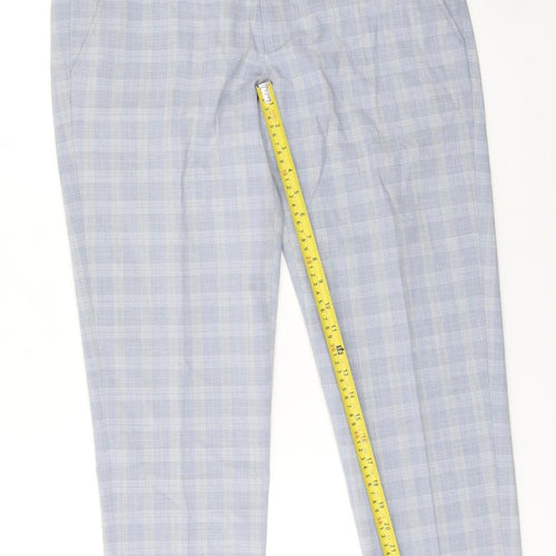 Spin Men's Grey Check Slim Fit Chino Trousers Size 38S