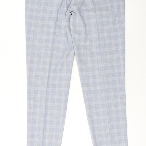 Spin Men's Grey Check Slim Fit Chino Trousers Size 38S