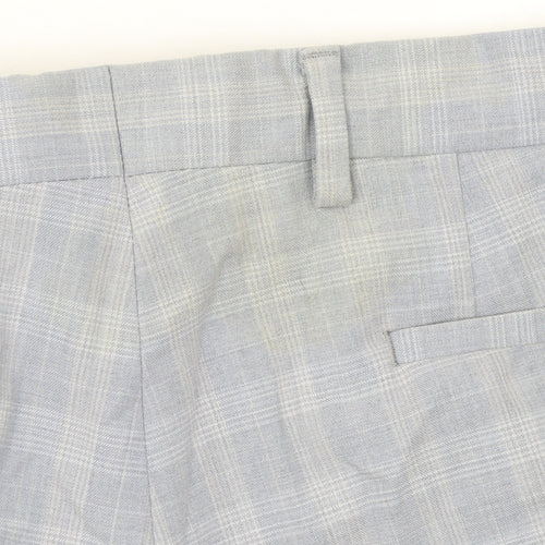 Spin Men's Grey Check Slim Fit Chino Trousers Size 38S