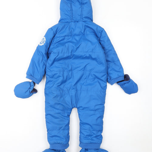 F&F Blue Padded Hooded Snowsuit 9-12 Months Unisex Baby Winter Outerwear