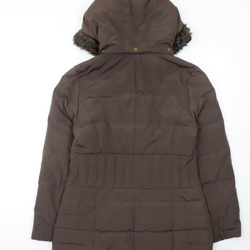 Phase Eight Women’s Brown Hooded Puffer Coat Size 10 Down Filled