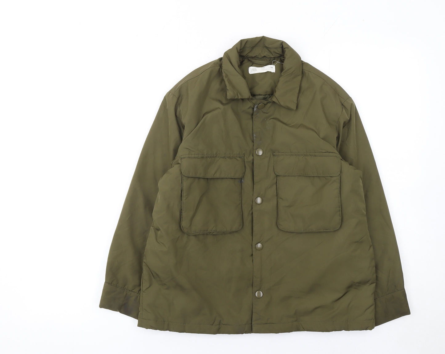 Zara Girls Green Mid-Length Padded Basic Jacket Size 9 Years
