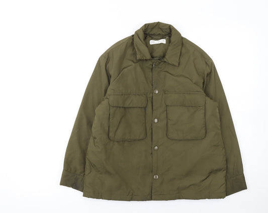 Zara Girls Green Mid-Length Padded Basic Jacket Size 9 Years