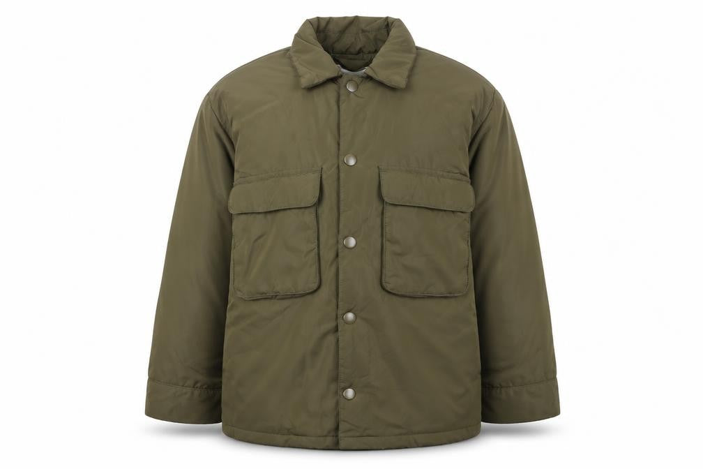 Front view of Zara girls’ green mid-length padded basic jacket, size 9, years