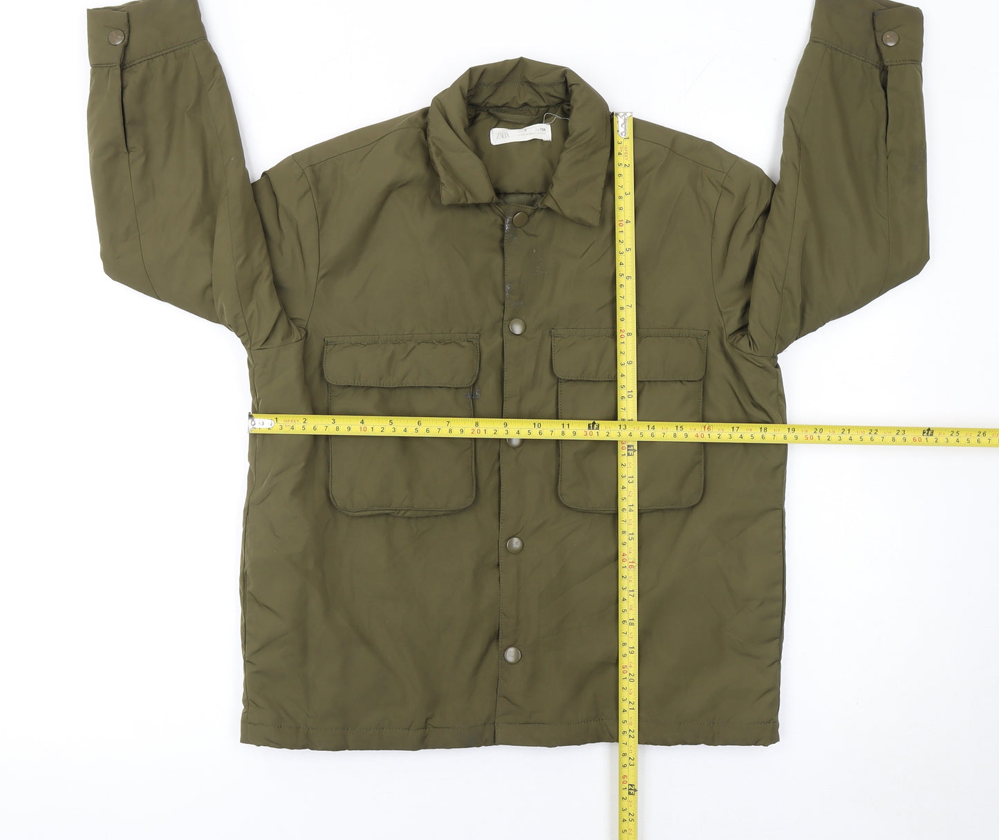 Zara Girls Green Mid-Length Padded Basic Jacket Size 9 Years