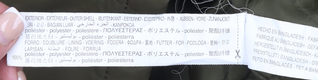 Zara Girls Green Mid-Length Padded Basic Jacket Size 9 Years