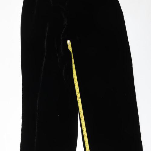Nitya Womens Black Velvet Wide-Leg Trousers Size 14