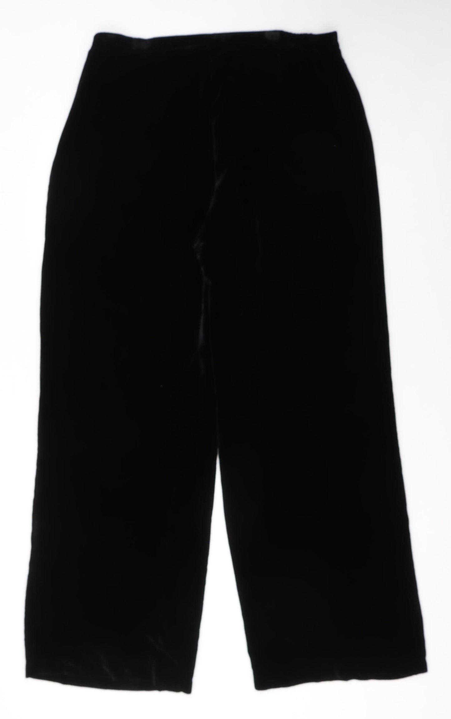 Nitya Womens Black Velvet Wide-Leg Trousers Size 14