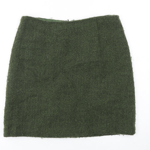 Hobbs Women Green Wool Blend Tweed Pencil Skirt Size 12