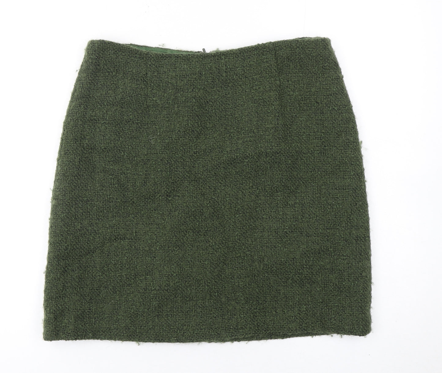 Hobbs Women Green Wool Blend Tweed Pencil Skirt Size 12