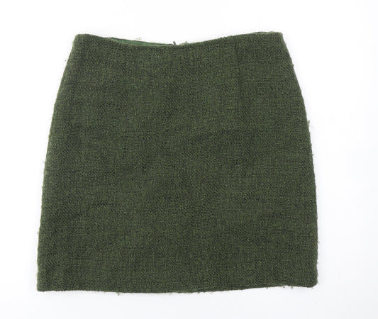 Hobbs Women Green Wool Blend Tweed Pencil Skirt Size 12
