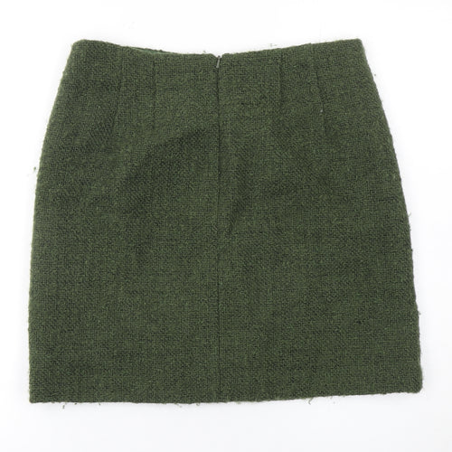 Hobbs Women Green Wool Blend Tweed Pencil Skirt Size 12