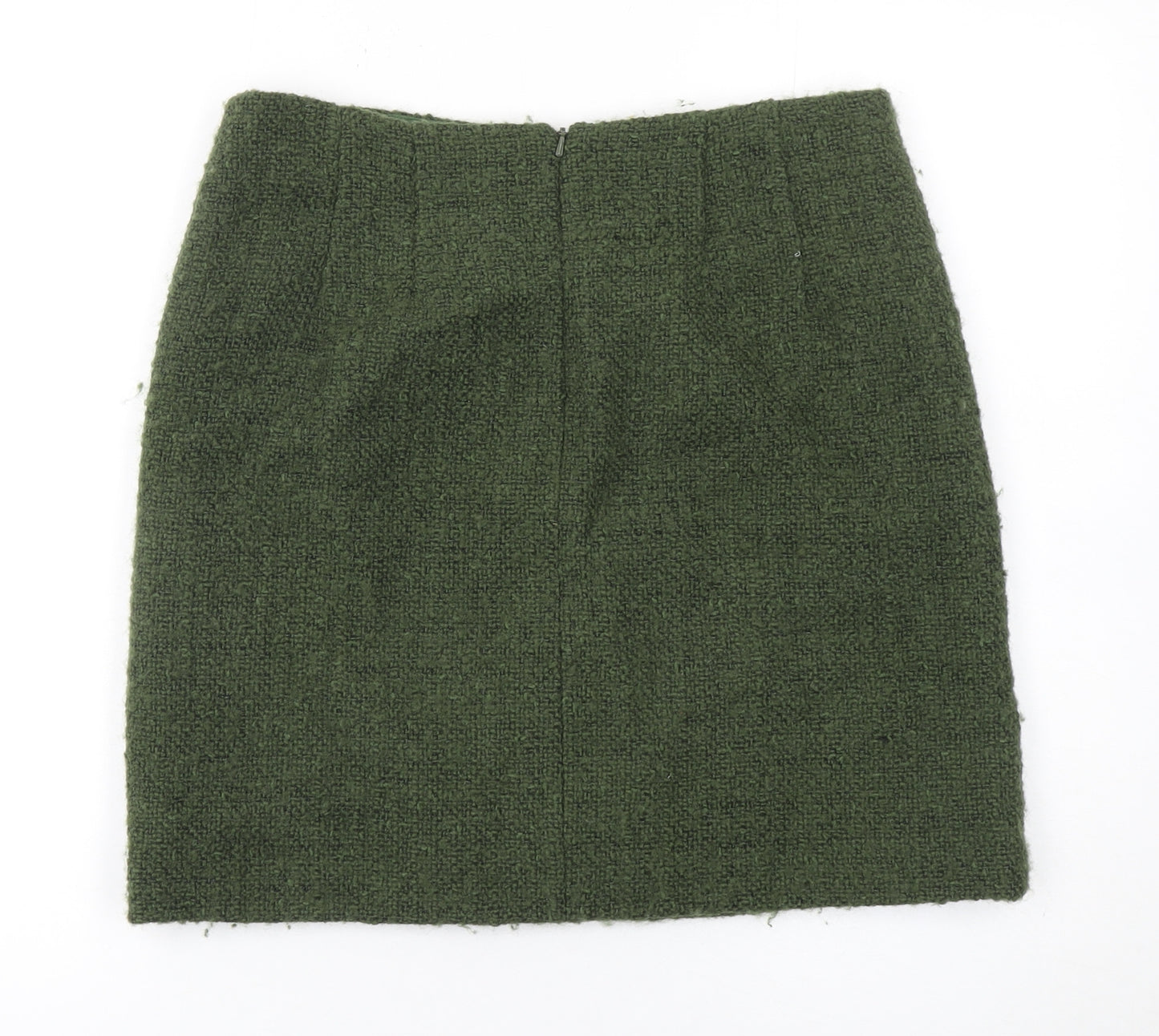 Hobbs Women Green Wool Blend Tweed Pencil Skirt Size 12