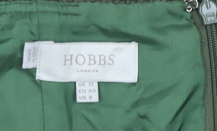 Hobbs Women Green Wool Blend Tweed Pencil Skirt Size 12