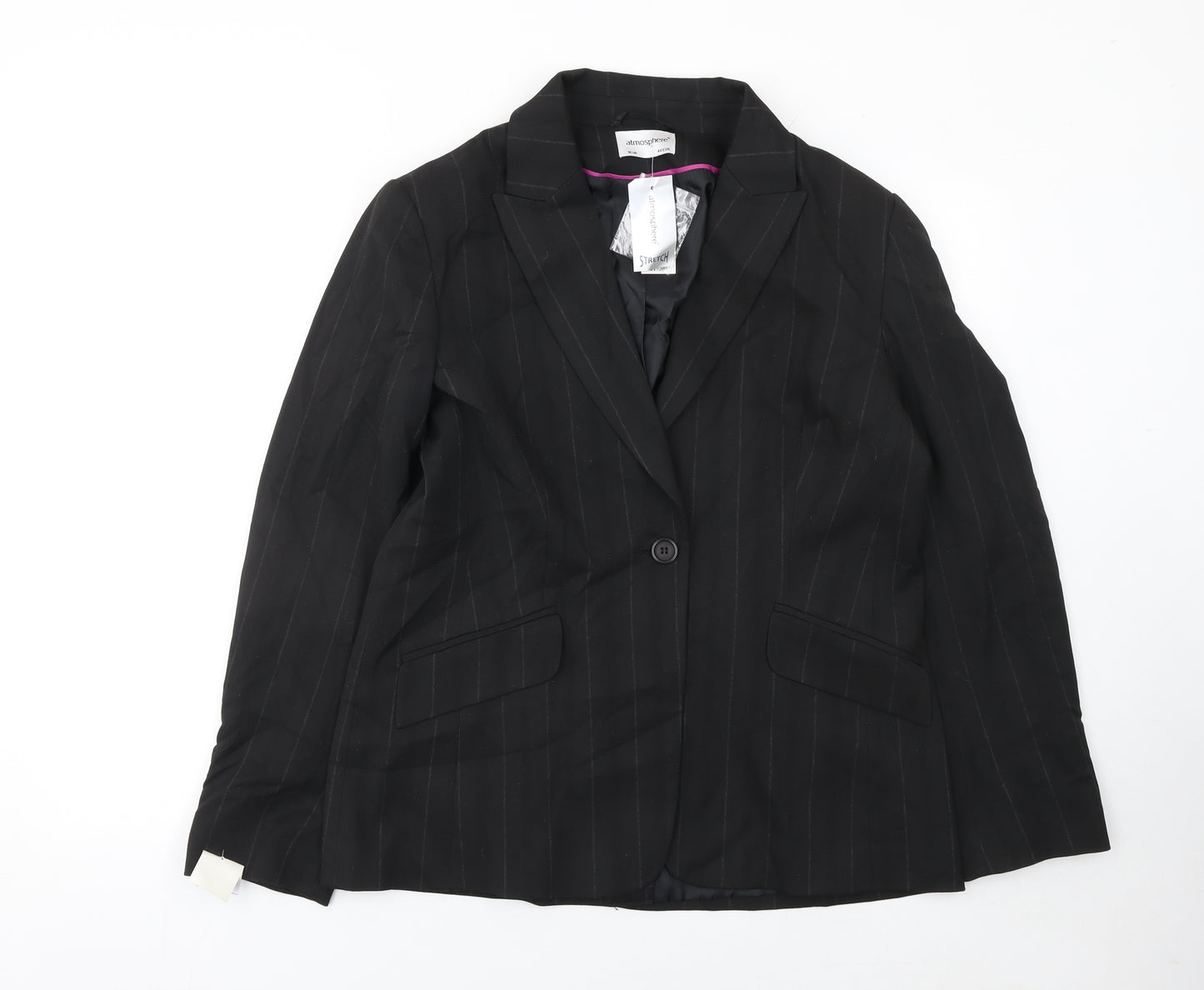 Atmosphere Womens Black Pinstripe Blazer UK 16 Single-Breasted Jacket