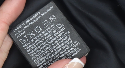 H&M Girls Black Hooded Puffer Jacket 11 Years Winter Coat Polyester Lined