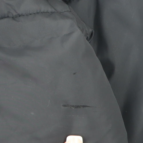 H&M Girls Black Hooded Puffer Jacket 11 Years Winter Coat Polyester Lined